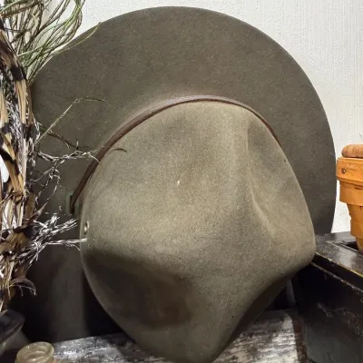 Vintage felt fedora hat with leather band