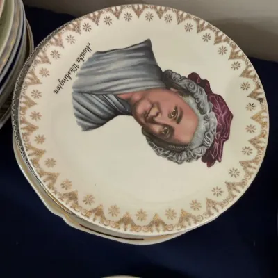 Martha Washington portrait plate with gold border