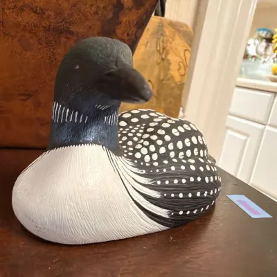 Hand-painted wooden loon decoy