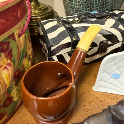Novelty ceramic pipe-form tobacco jar