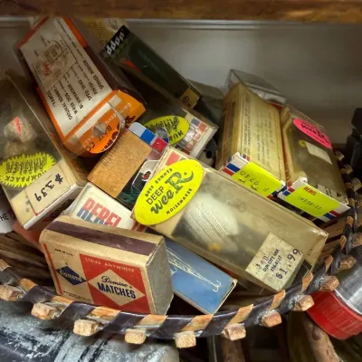 Box lot of vintage fishing lures Rebel and Deep Wee-R