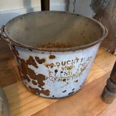 Wrought Iron Range Co St Louis enamel pail
