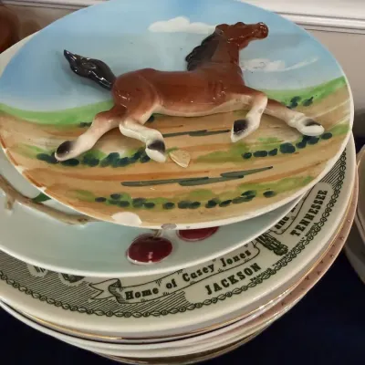 Horse relief plate and Casey Jones Tennessee souvenir plate