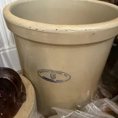 Marshall Pottery Marshall Texas 5 gallon stoneware crock