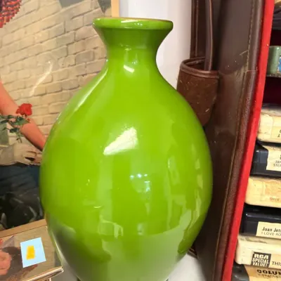 Green glazed pottery vase