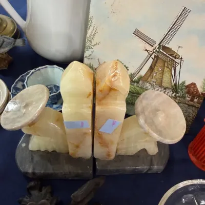Pair of carved onyx bookends