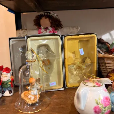 Boxed angel ornaments and porcelain figurines