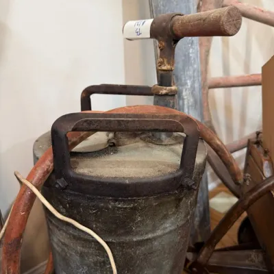 Antique galvanized pump sprayer canister