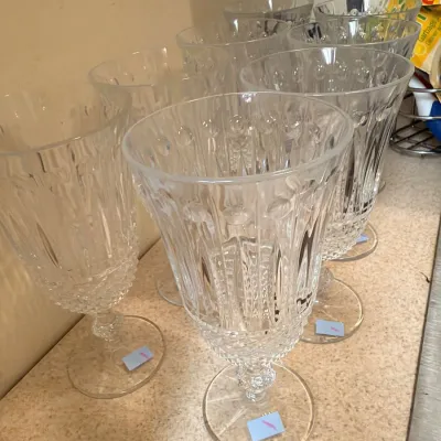 Set of cut crystal water goblets