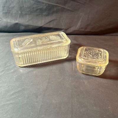 Vintage Refrigerator Storage Ft. Fire King Jadeite Philbe Loaf Pan (LR1-SF)