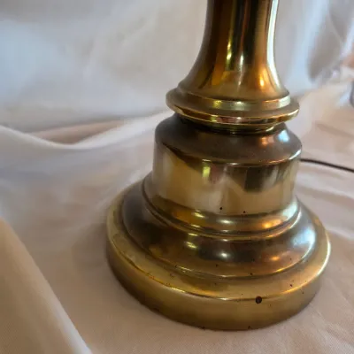 Pair of Brass Finish Table Lamps w/Cream Shades (BBR2-JS)