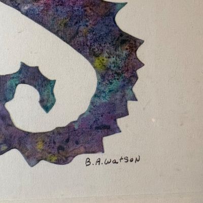 Framed Mixed Media Watercolor Seahorse Painting By B.A. Watson (LR1-SF)