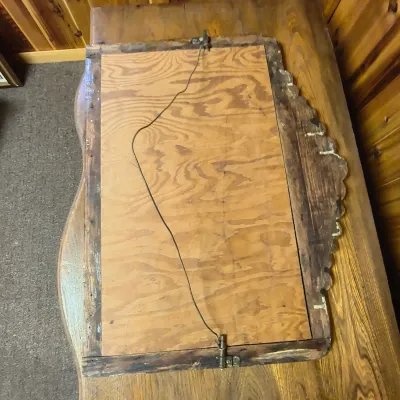 Wavy-Front Wooden Chest-of-Drawers and Wood-Framed Wall Mirror
