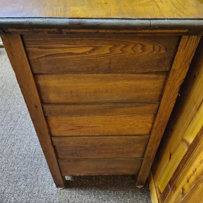 Wavy-Front Wooden Chest-of-Drawers and Wood-Framed Wall Mirror