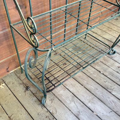 Vintage Style Green Wrought Iron Baker's Rack (BP-SF)
