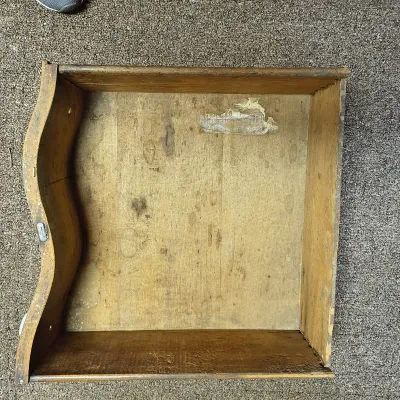 Wavy-Front Wooden Chest-of-Drawers and Wood-Framed Wall Mirror