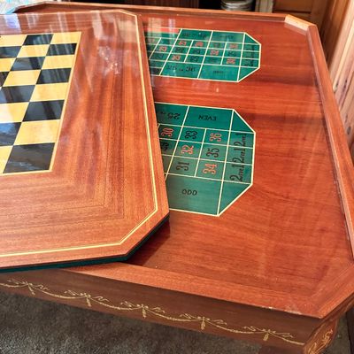 Ornate Wood Multi Game Table and Chairs (LR2-SA)