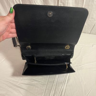 Vintage Chanel Black Leather Flap Bag with Chain Strap (PBC1-KA)