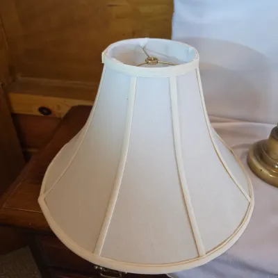 Pair of Brass Finish Table Lamps w/Cream Shades (BBR2-JS)
