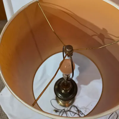Pair of Vintage Stiffel Brass Table Lamps w/Shades (BBR2-JS)