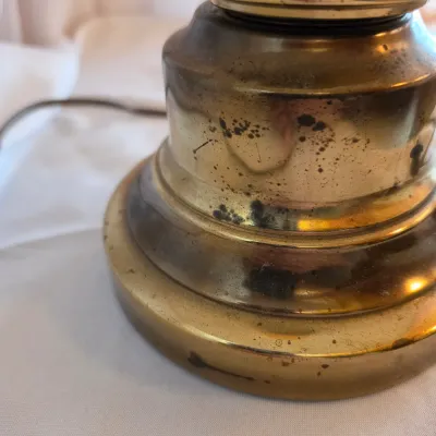 Pair of Brass Finish Table Lamps w/Cream Shades (BBR2-JS)