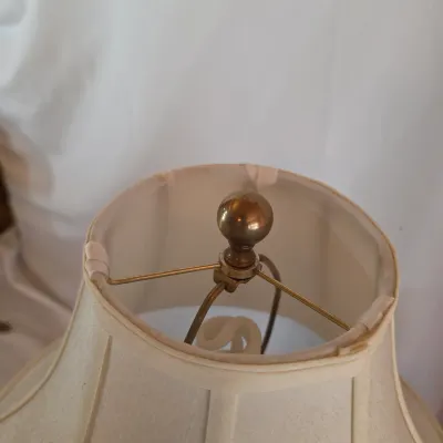 Pair of Brass Finish Table Lamps w/Cream Shades (BBR2-JS)