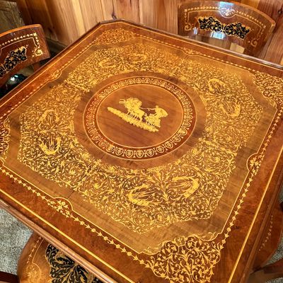 Ornate Wood Multi Game Table and Chairs (LR2-SA)