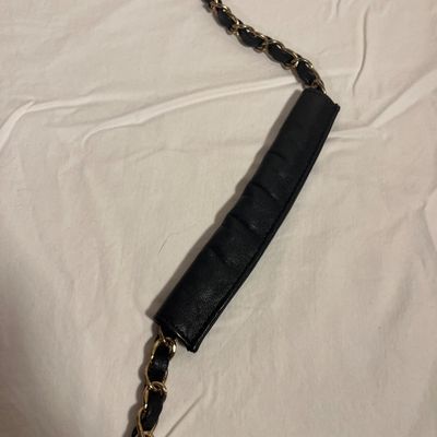 Vintage Chanel Black Leather Flap Bag with Chain Strap (PBC1-KA)