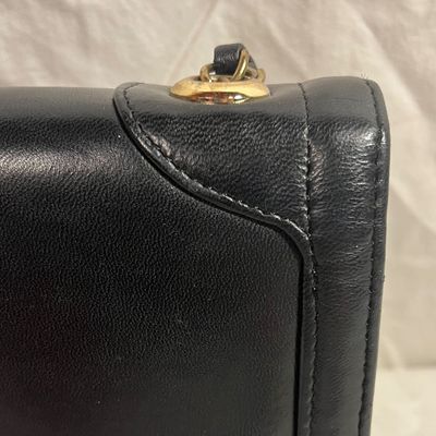 Vintage Chanel Black Leather Flap Bag with Chain Strap (PBC1-KA)