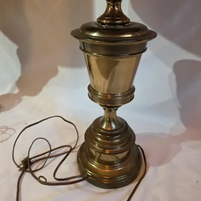 Pair of Vintage Stiffel Brass Table Lamps w/Shades (BBR2-JS)