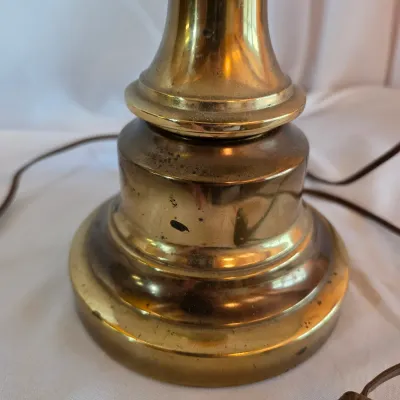 Pair of Brass Finish Table Lamps w/Cream Shades (BBR2-JS)