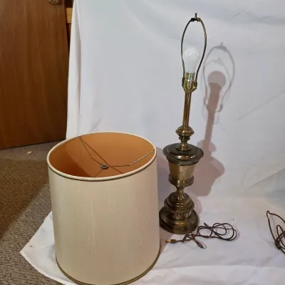 Pair of Vintage Stiffel Brass Table Lamps w/Shades (BBR2-JS)