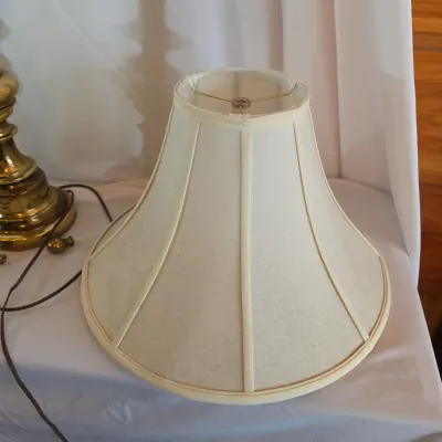 Pair of Brass Finish Table Lamps w/Cream Shades (BBR2-JS)