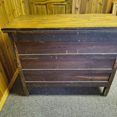 Wavy-Front Wooden Chest-of-Drawers and Wood-Framed Wall Mirror