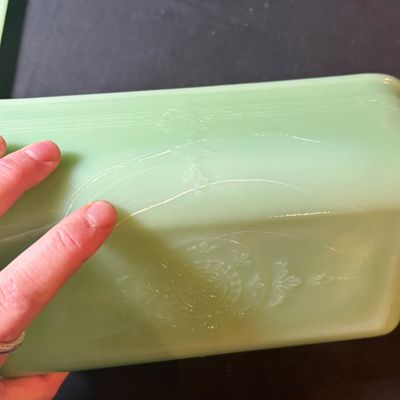Vintage Refrigerator Storage Ft. Fire King Jadeite Philbe Loaf Pan (LR1-SF)