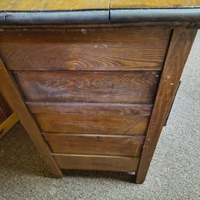 Wavy-Front Wooden Chest-of-Drawers and Wood-Framed Wall Mirror