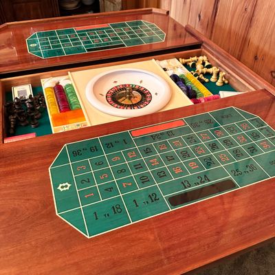 Ornate Wood Multi Game Table and Chairs (LR2-SA)