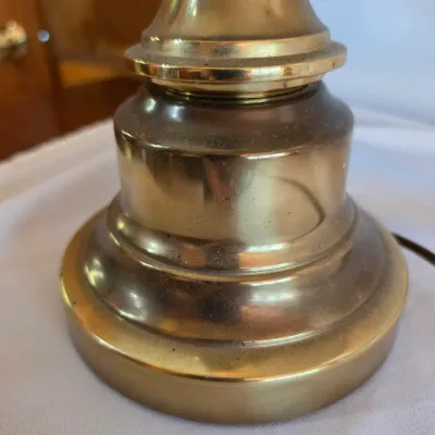 Pair of Brass Finish Table Lamps w/Cream Shades (BBR2-JS)