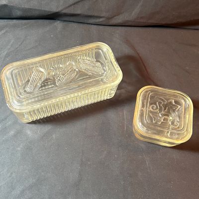 Vintage Refrigerator Storage Ft. Fire King Jadeite Philbe Loaf Pan (LR1-SF)