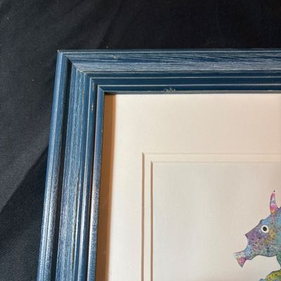 Framed Mixed Media Watercolor Seahorse Painting By B.A. Watson (LR1-SF)