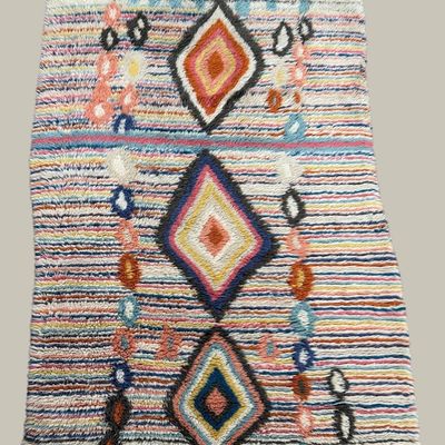 Sale Photo Thumbnail #46: Colorful contemporary rug with bold diamond motifs and textured detailing.