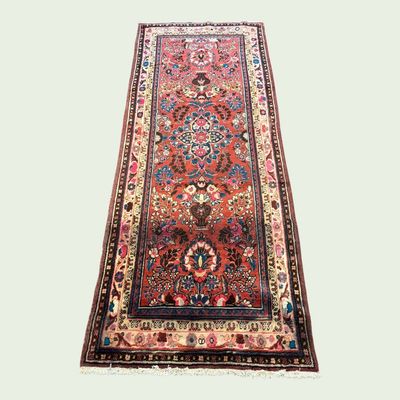 Sale Photo Thumbnail #21:     Beautiful runner rug with a bold medallion design and classic red tones.