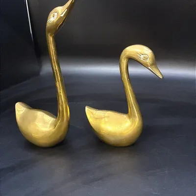 MCM Brass Swan Figurines