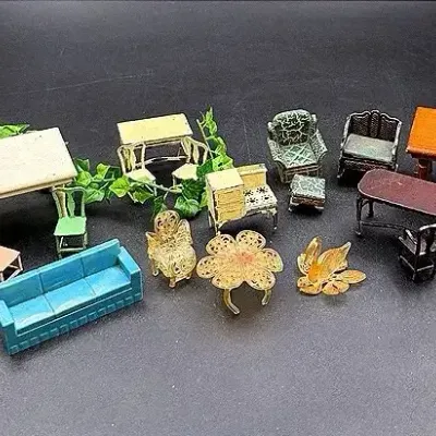 A Vintage Collection Of Miniature Dollhouse Furniture