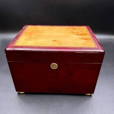 Howard Miller Tranquility Burl Inlay Urn Burgandy Cremation Keepsake Chest With Key
