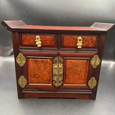 Vintage Chinese Jewelry Chest With Lock And Key