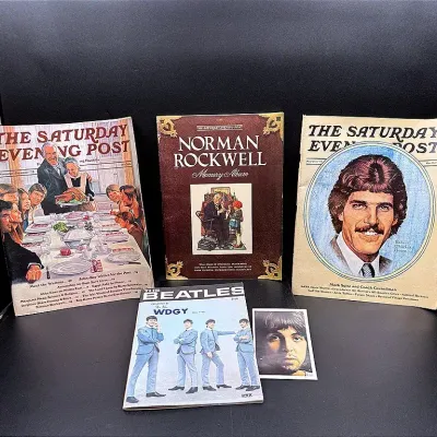 Vintage Beatles Radio Station Magazine And Vintage Issues Of The Saturday Evening Post   