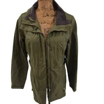 Sale Photo Thumbnail #33: GERRY Women’s Olive Green Hooded Outdoor Jacket Size S – Lightweight Utility Parka