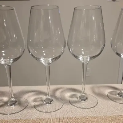 Sale Photo Thumbnail #29: Set of 4 Clear Stemmed Wine Glasses – 9" Tulip Bowl Elegant Tableware