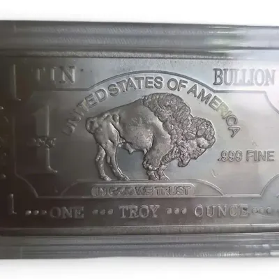 Sale Photo Thumbnail #30: 1 oz Troy Ounce USA American Buffalo .999 Fine Tin Bullion Bar